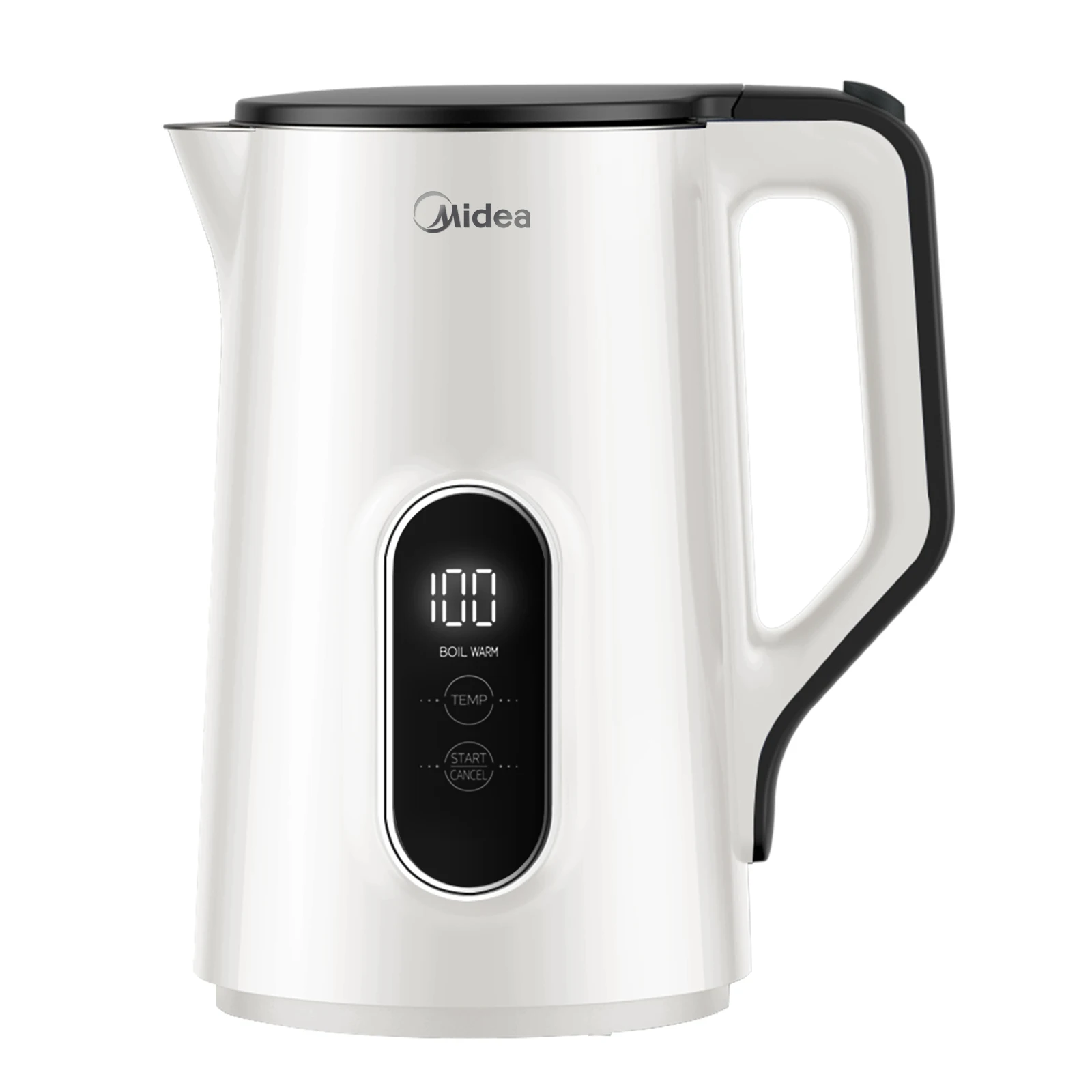 Midea Kettle with Temperature Setting, 1.5 Litres, 2200 W Double Wall, White Kettle with Temperature Display，MKE15D2BDW